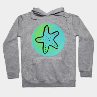 Starfish on Painted Aqua Circle Hoodie